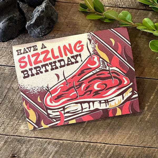 Happy Birthday Card - Sizzling Steak