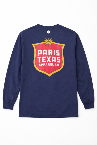 Paris Texas Shield Long-Sleeve Pocket T-Shirt - Navy