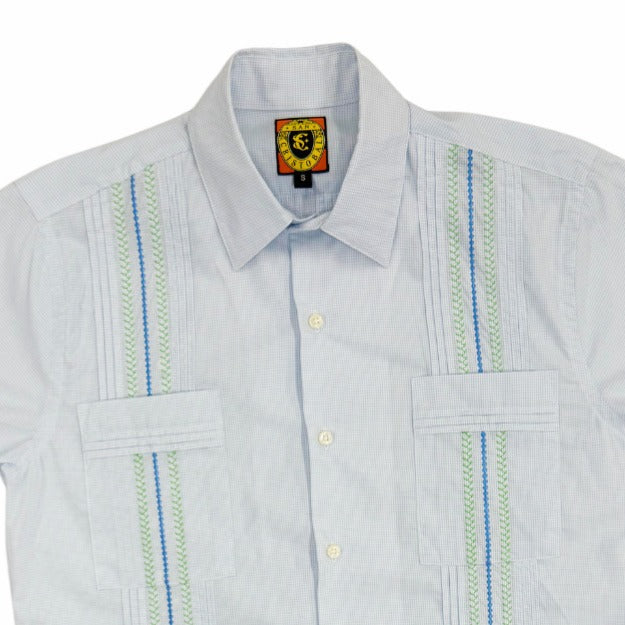 Panama Classic Guayabera - Blue & Green Panama Classic Guayabera - Blue & Green