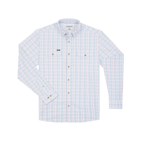 The Bait and Tackle Original Long Sleeve - Red/Grey/Blue Plaid