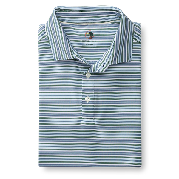 Caro Stripe Long Drive Performance Polo - Hunter Green