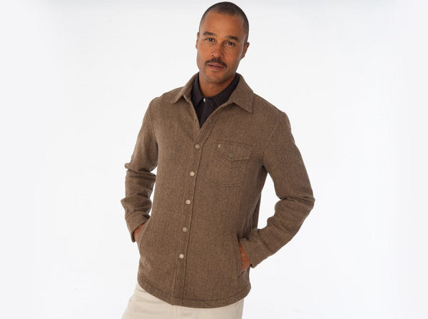 Wool Shacket - Herringbone Camel