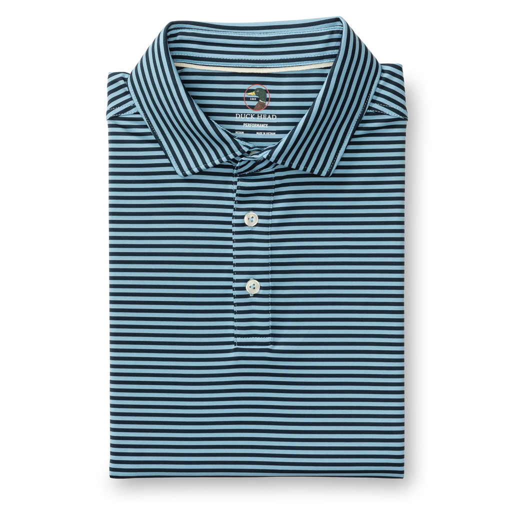 Long Drive Performance Polo - Kirk Stripe - Glacier Blue Long Drive Performance Polo - Kirk Stripe - Glacier Blue