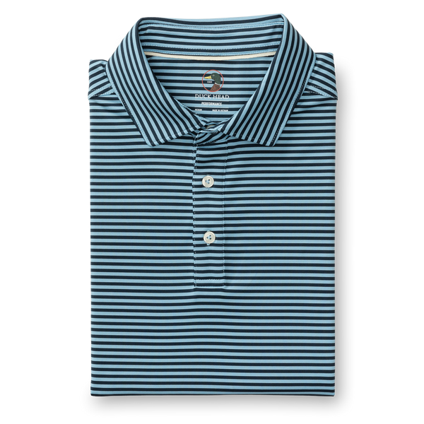 Long Drive Performance Polo - Kirk Stripe - Glacier Blue