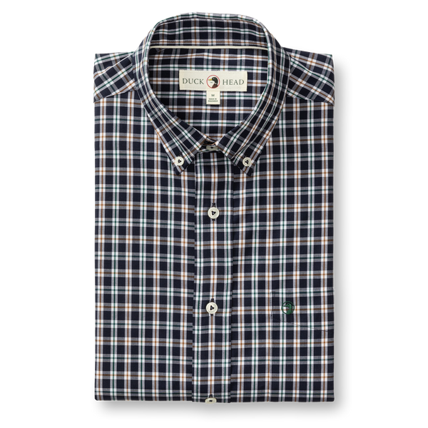 Moseley Plaid Performance Poplin Sport Shirt - Maritime Blue