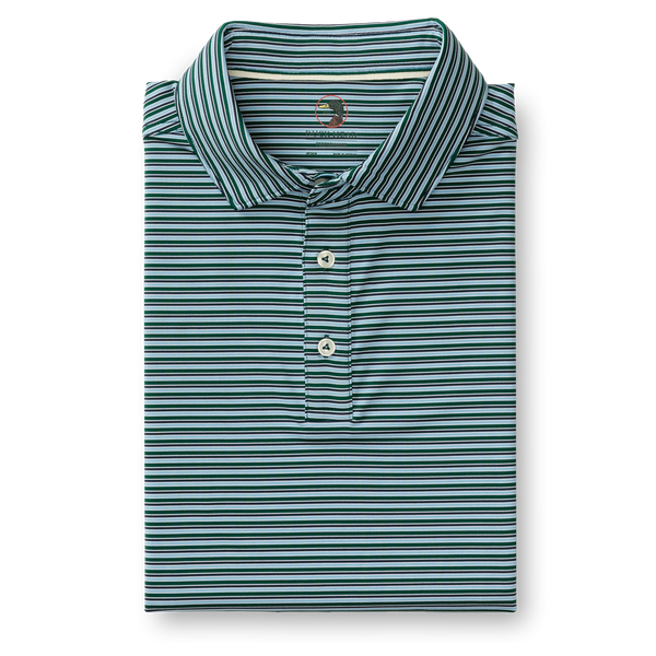 Barker Stripe Long Drive Performance Polo - Forest Green