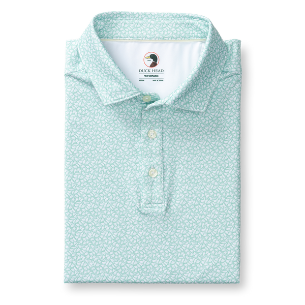 Bay Floral Long Drive Performance Polo - Seafoam Green