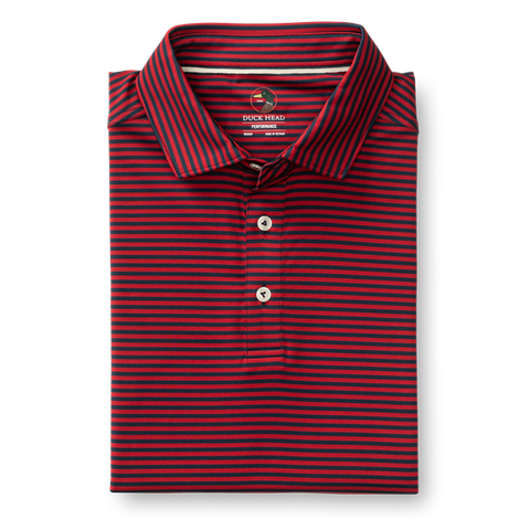 Long Drive Performance Polo - Kirk Stripe - Rio Red