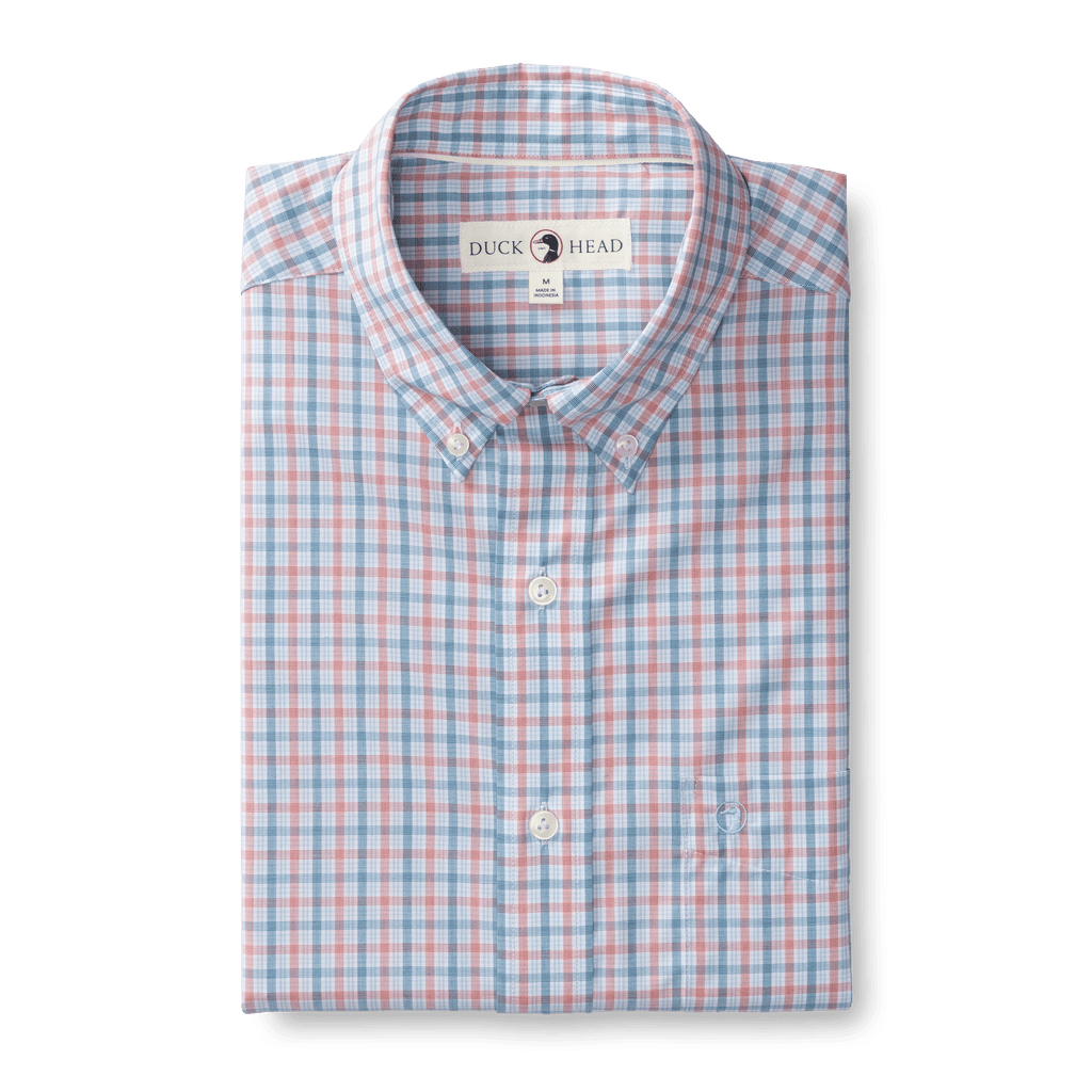 Trent Plaid Performance Poplin Sport Shirt -Sunwashed Red Trent Plaid Performance Poplin Sport Shirt -Sunwashed Red