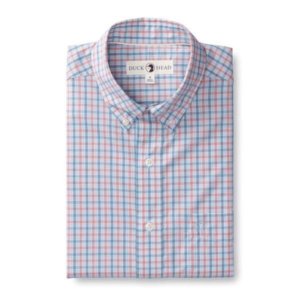 Trent Plaid Performance Poplin Sport Shirt -Sunwashed Red