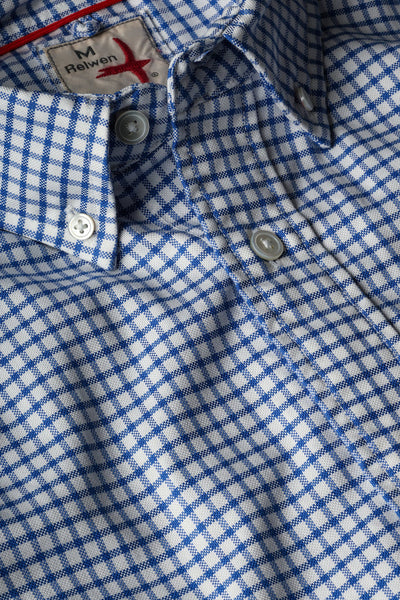 Huron Blues Shirt - White/Navy Oxford Grid