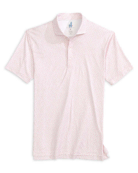 Plumeria Printed Featherweight Performance Polo - Azalea