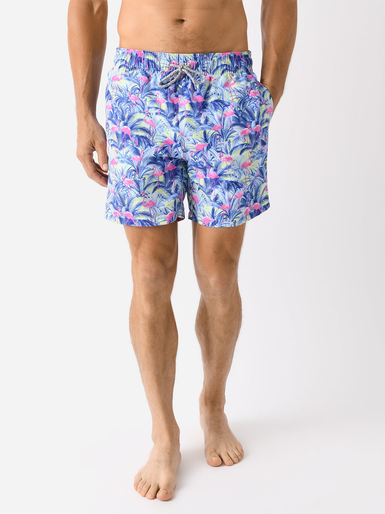 Flamingos Cyclist Swim Trunks - Navy Flamingos Cyclist Swim Trunks - Navy