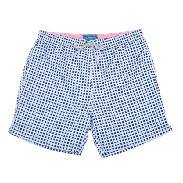 Squares Cyclist Swim Trunks - Navy