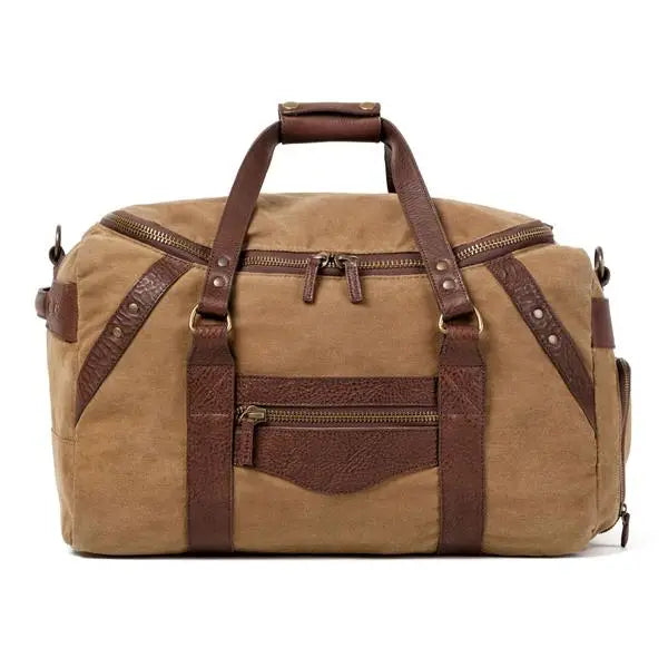Campaign Waxed Canvas Medium Duffle Bag - Smoke / Brown