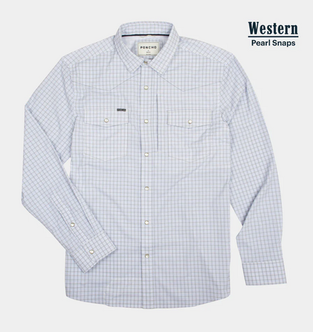 The Bighorn Western Long Sleeve - Gray & Blue Check