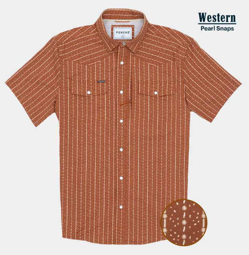 The Earl Western Short Sleeve - Burnt Orange Print The Earl Western Short Sleeve - Burnt Orange Print