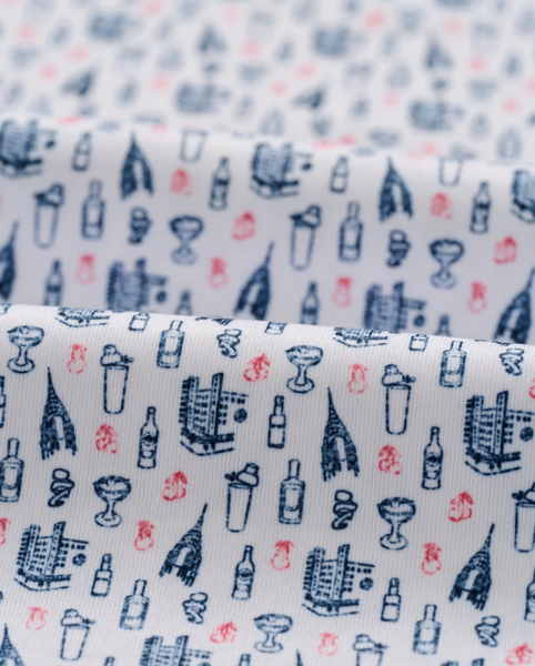 Manhatty Printed Performance Polo - White