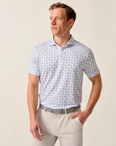 Manhatty Printed Performance Polo - White
