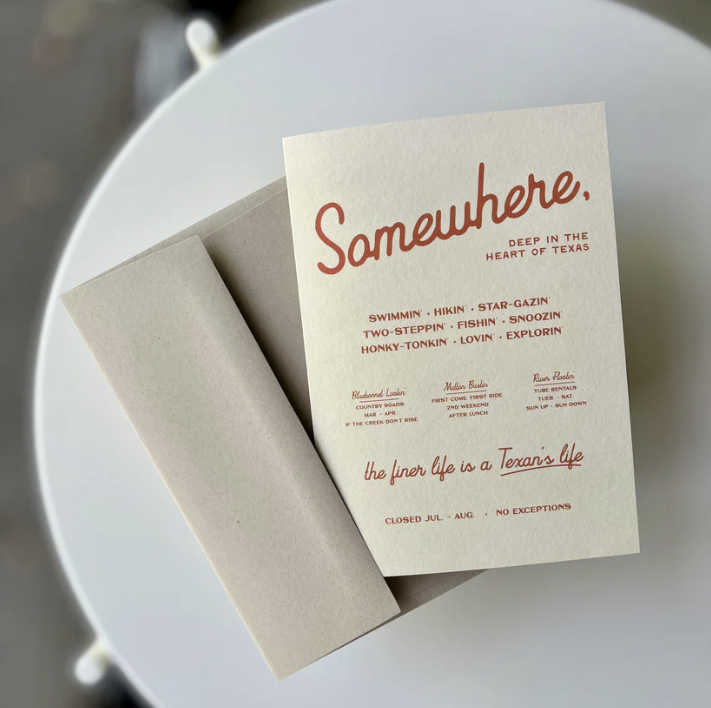 Somewhere, Texas Greeting Card Somewhere, Texas Greeting Card