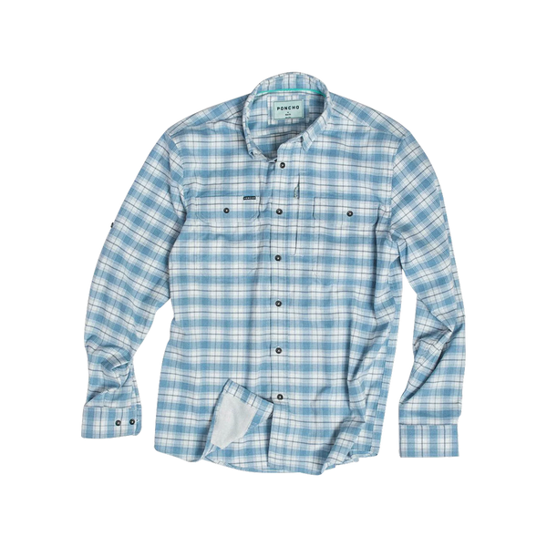 The Blue Bison Original Flannel Shirt - White and Blue Plaid