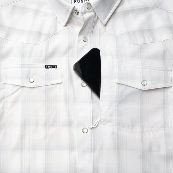 The Kalispell Western Long Sleeve - Grey Blue & Cream Plaid