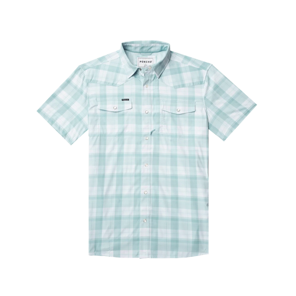 The Big Sky Western Short Sleeve - Teal and White Plaid