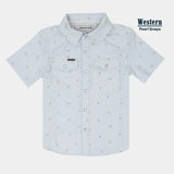 Youth San Carlos Western Short Sleeve - Light Blue Rose Print