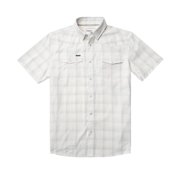 The Whitefish Western Short Sleeve - Grey Blue and Cream Plaid