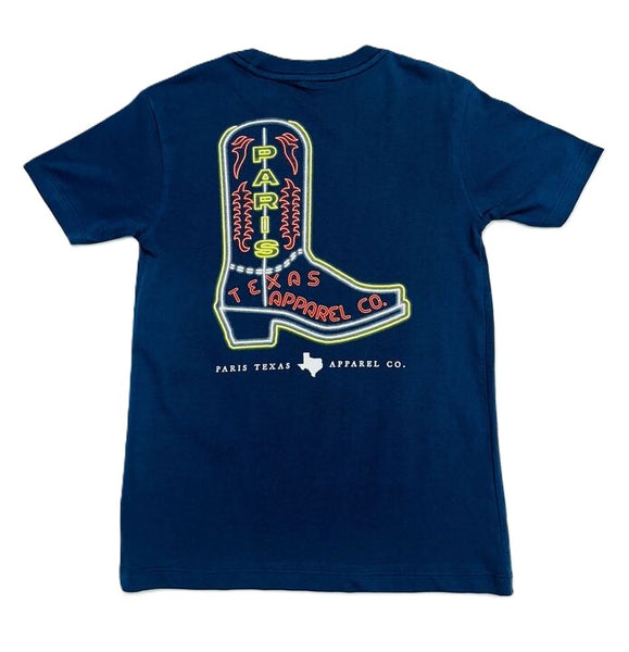Youth Neon Boot T-Shirt - Navy