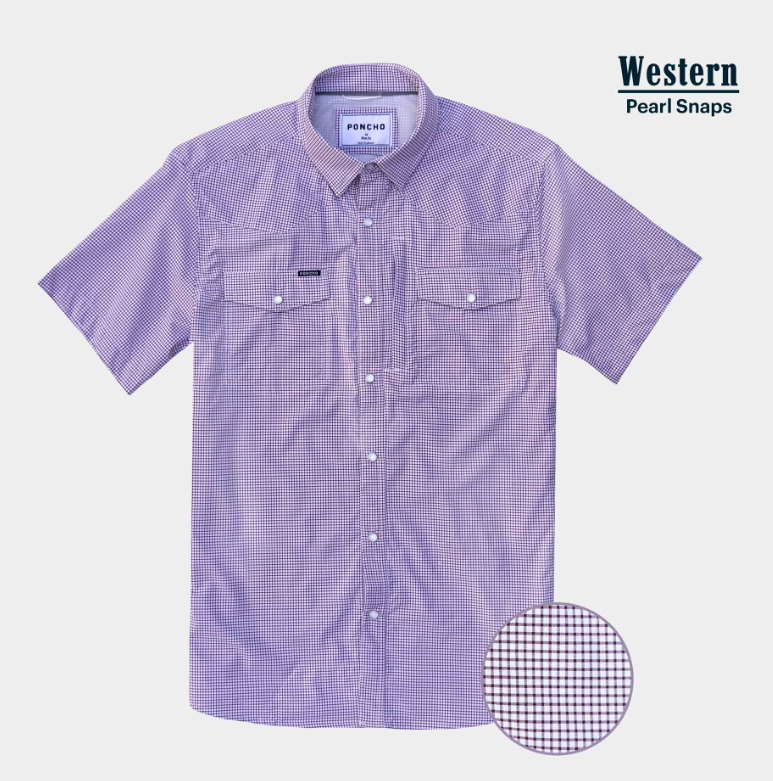 The Carter Western Short Sleeve - Mini Check Purple The Carter Western Short Sleeve - Mini Check Purple