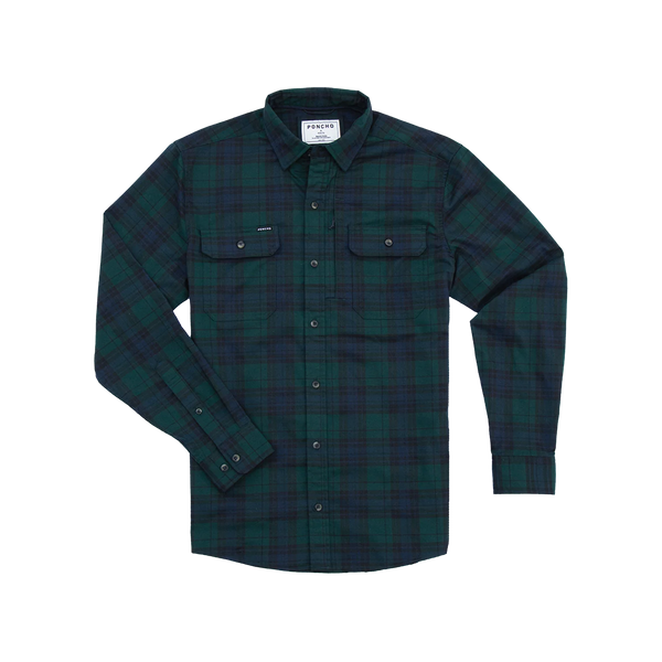 The Cascade Original Flannel Shirt - Green and Blue Plaid