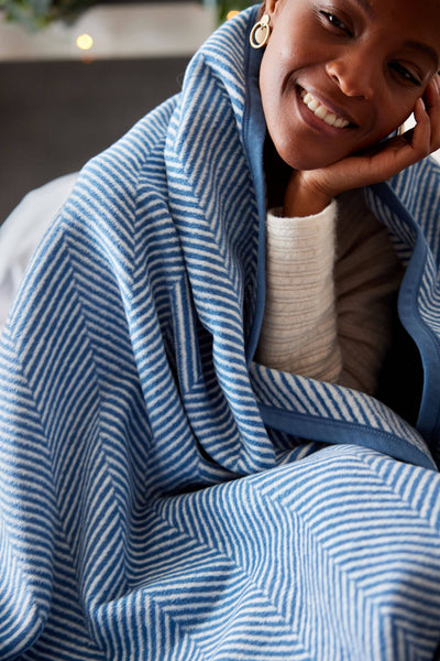 Harborview Herringbone Cornflower Blanket