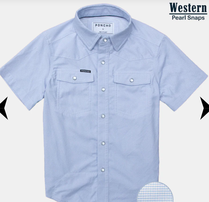 Youth Head Honcho Western Short Sleeve - Blue Microcheck Youth Head Honcho Western Short Sleeve - Blue Microcheck
