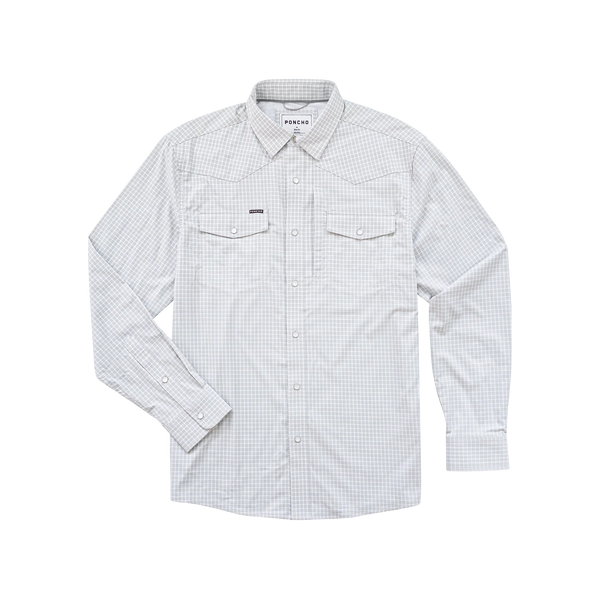 The Lonesome Dove Western Long Sleeve - Grey White Plaid Check