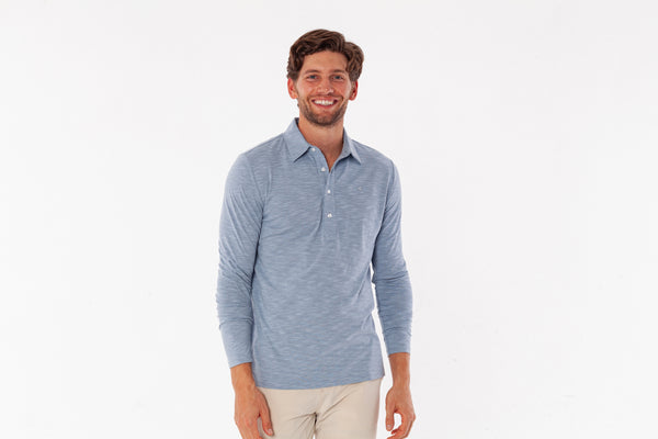 Long Sleeve Range Polo - Bluestone