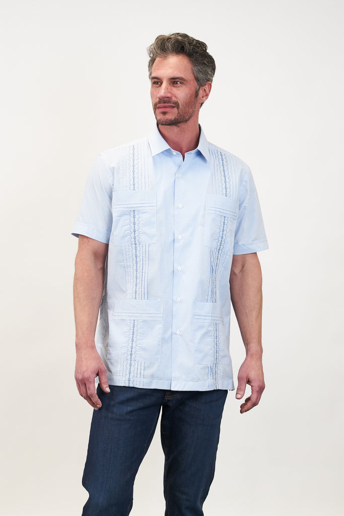 Monterey Classic Guayabera - Lagoon Blue / Slate Monterey Classic Guayabera - Lagoon Blue / Slate