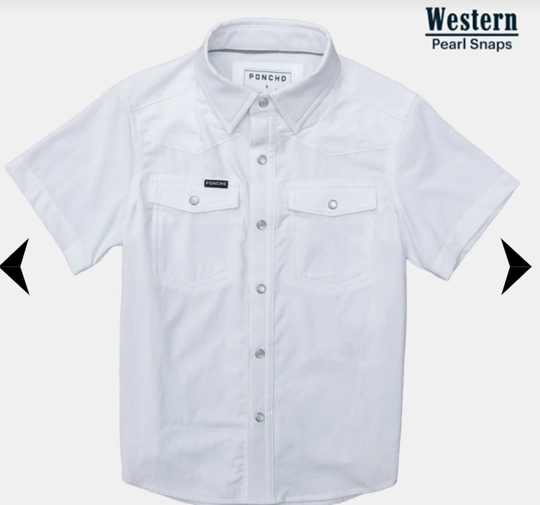 Youth Mutton Buster Western Short Sleeve - White Youth Mutton Buster Western Short Sleeve - White