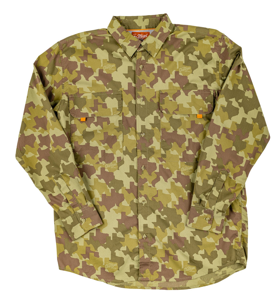 Old Tejas Camo Long Sleeve Field Shirt - Olive Old Tejas Camo Long Sleeve Field Shirt - Olive