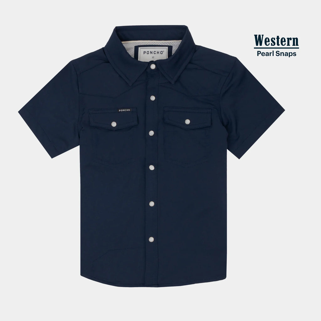Youth Calf Scramble Western Short Sleeve - Navy Youth Calf Scramble Western Short Sleeve - Navy