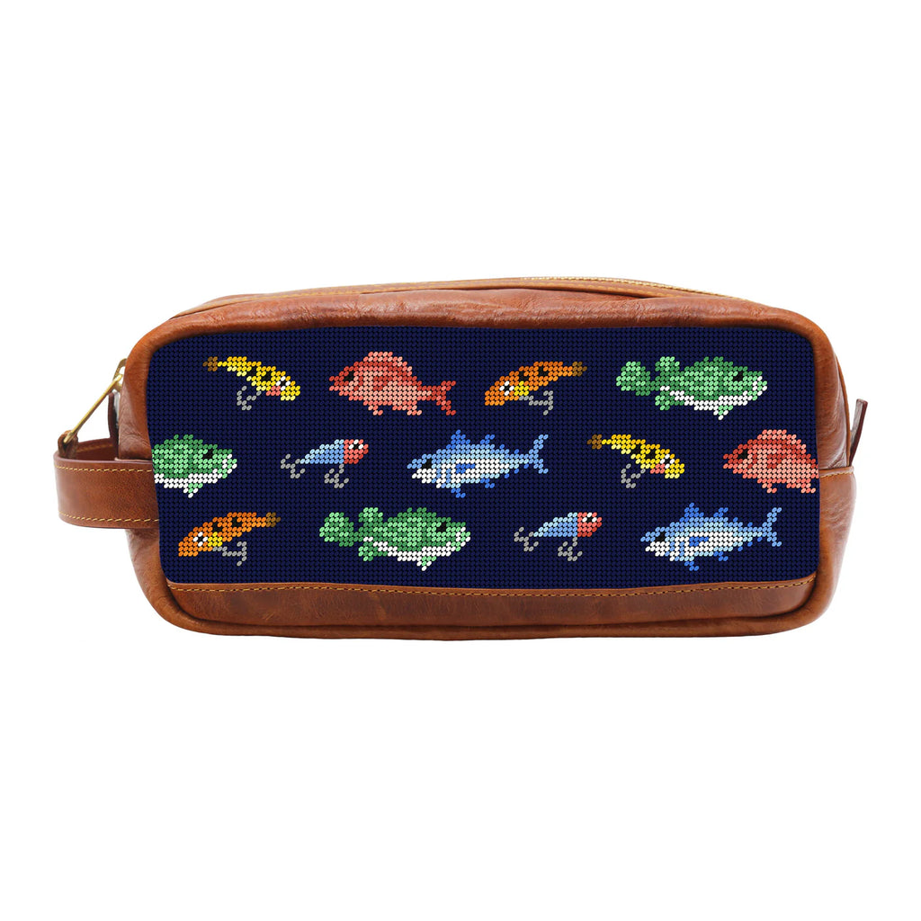 Fish and Tackle Pattern Needlepoint Toiletry Bag Fish and Tackle Pattern Needlepoint Toiletry Bag