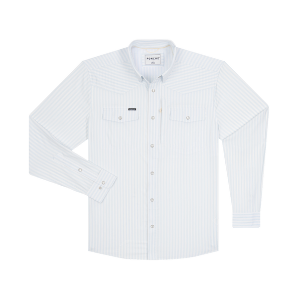 The 2 Step Western Long Sleeve - Baby Blue Vertical Stripe