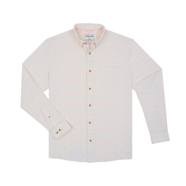 The Apalachicola Ultra-Lite Long Sleeve - Cream Red and Blue Plaid