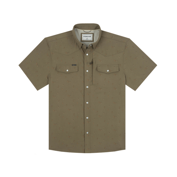 The Sonora Western Short Sleeve - Brown Sentinal Print