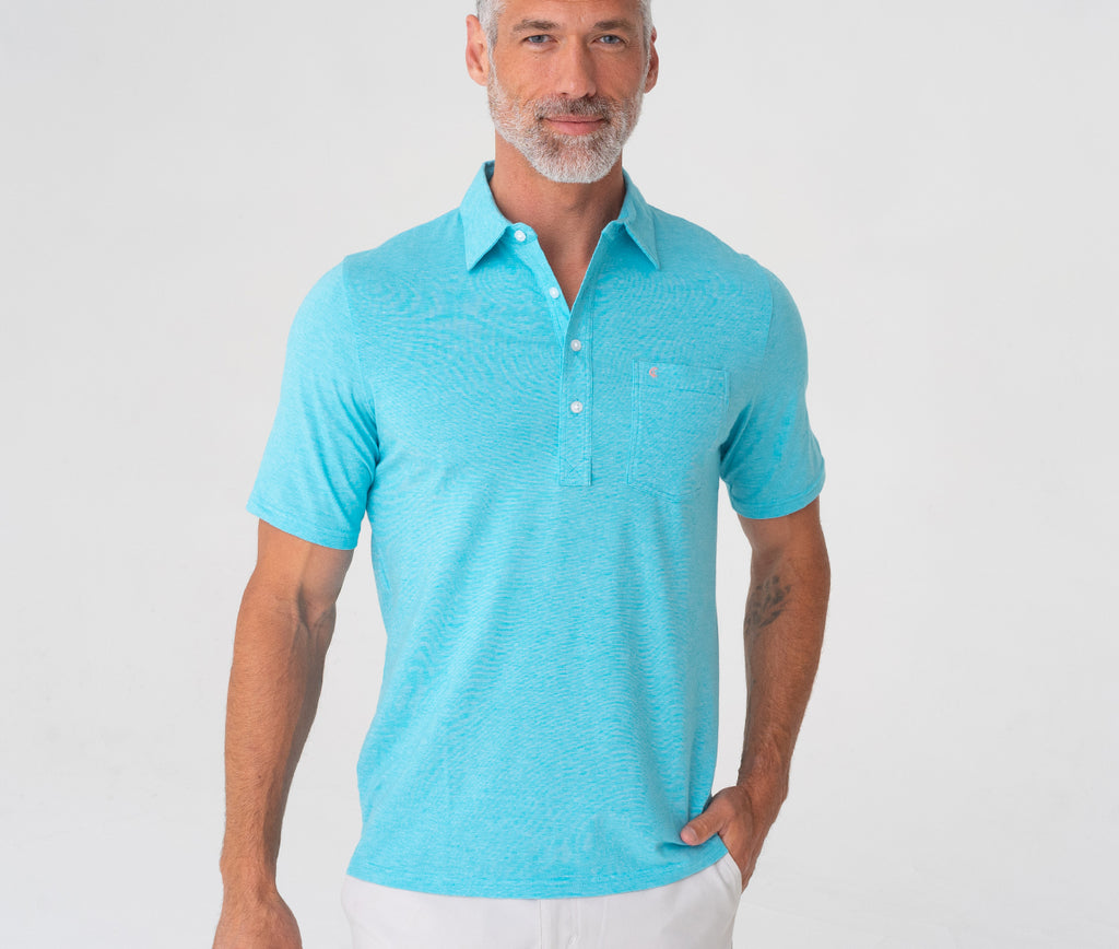 Stretch Players Shirt - Teal Microstripe Stretch Players Shirt - Teal Microstripe