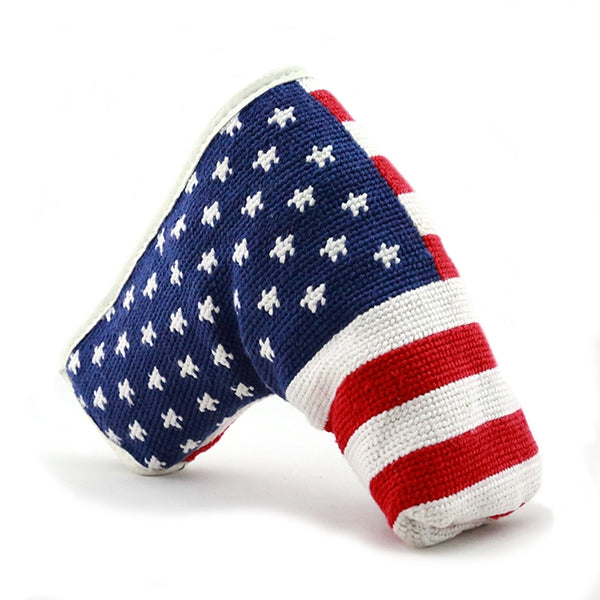 Big American Flag Needlepoint Putter Headcover Big_American_Flag_Needlepoint_Putter_Headcover