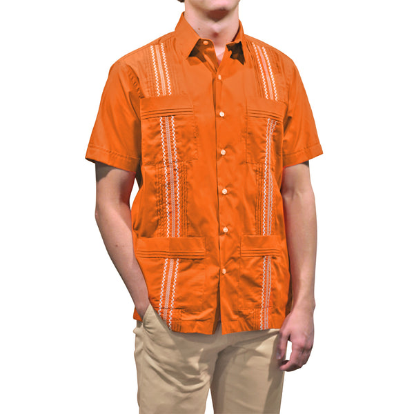 Burnt_Orange_UT_Longhorn_Guayabera_Mens_Mexican_Shirt_for_Men