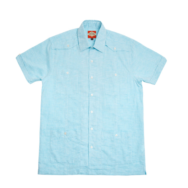 El_Guapo_Guayabera_Teal_Linen_Mexican_Shirt_for_Men