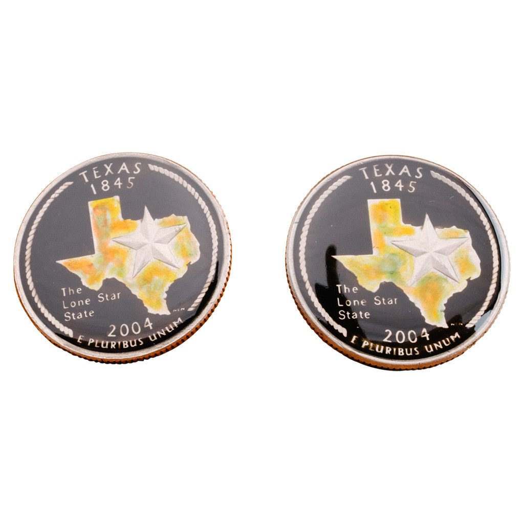 Hand Painted Texas Quarter Cufflinks Hand Painted Texas Quarter Cufflinks