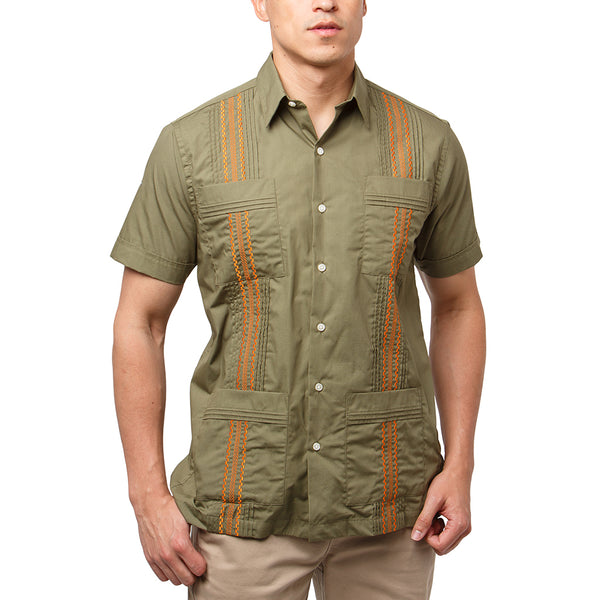 Hunting_Hemingway_Guayabera_Olive_Mexican_Shirt_for_Men
